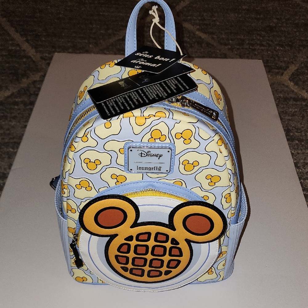 Loungefly Disney Mickey Mouse Breakfast Waffle Scented Backpack. NWT